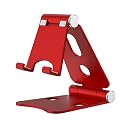 HZZADZXW Dual Folding Cell Phone Stand, Adjustable Foldable Desktop Phone Holder for Desk, Aluminum Phone Dock Cradle, Compatible with iPhone 17 16 15