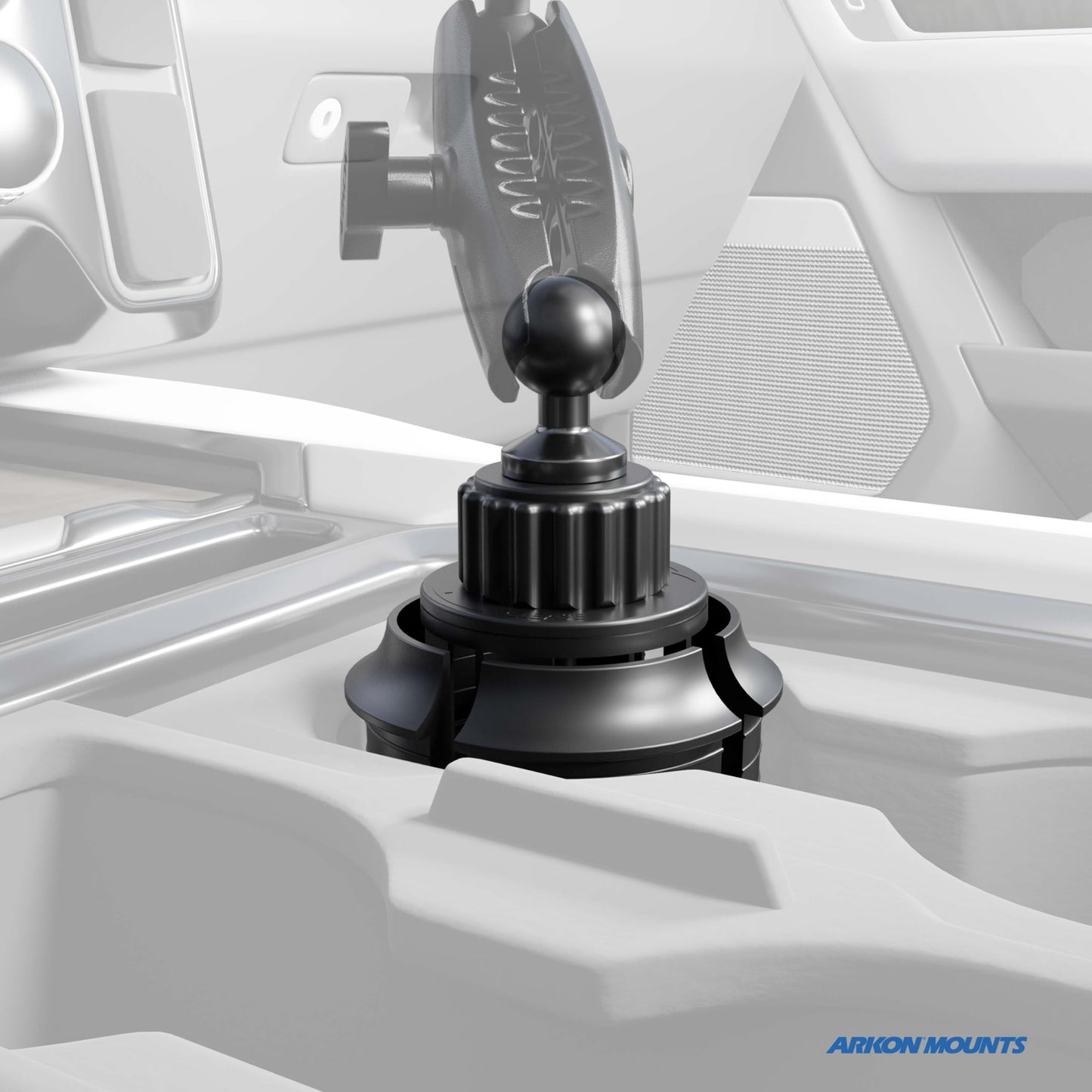 Arkon SPRM023 Cell Phone Cup Holder Mount Base for 1 Inch / 25mm Ball Double Socket Mounts, Black