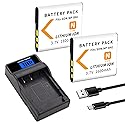 NP-BN1 Battery 2-Pack with Slim LCD Charger Compatible for Sony Cyber-Shot DSC-QX10 QX30 QX100 DSC-TF1 DSC-TX10 TX20 TX30 DSC-W530 DSC-W570 DSC-W650