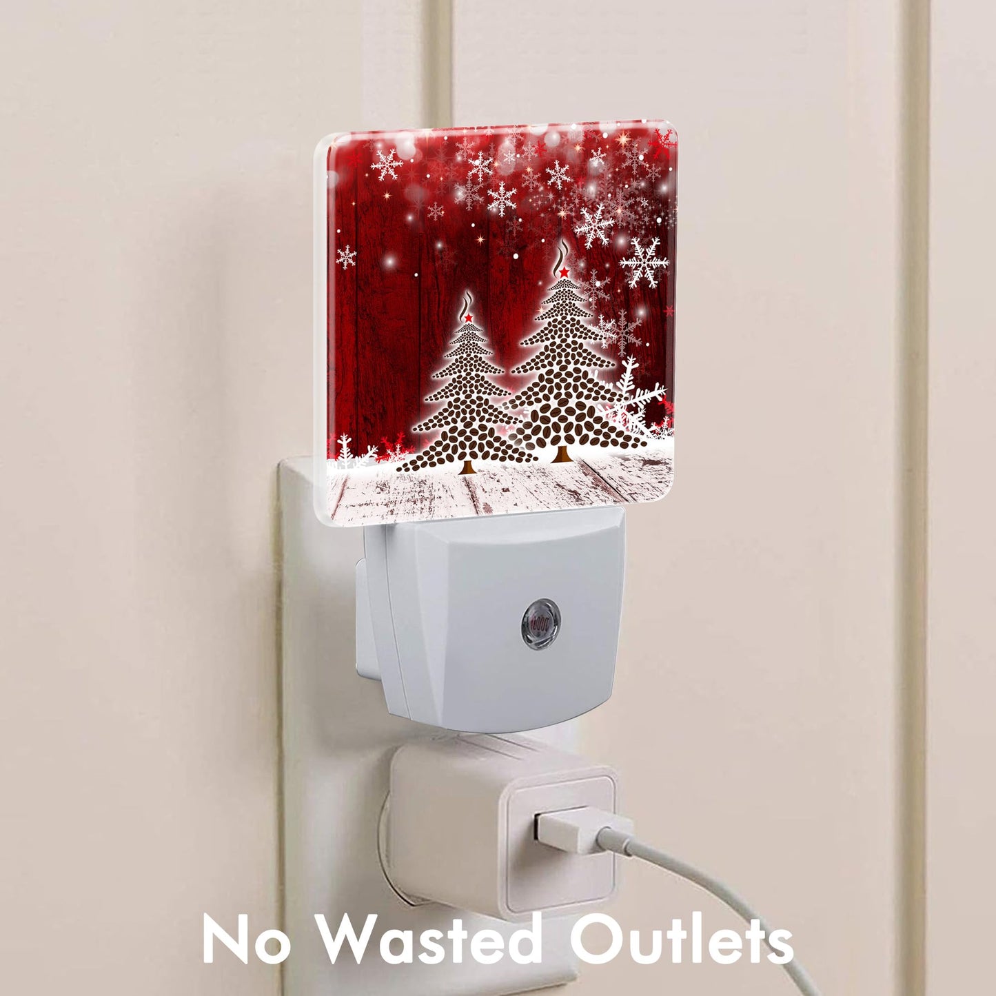BLYKVGHQ Coffee Tree Christmas Night Light,Modern Night Lights Plug into Wall,Dusk to Dawn Sensor Nightlight for Kids Bathroom Kitchen Hallway Bedroom