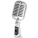 Pyle Classic Retro Dynamic Vocal Microphone - Old Vintage Style Unidirectional Cardioid Mic with XLR Cable - Universal Stand Compatible - Live