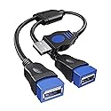 ANDTOBO USB Splitter, USB Y Splitter Dual USB 2.0 Charger Cable 1 Male to 2 Female Power Cord Extension Hub Adapter Replacement for Car/Laptop/LED etc