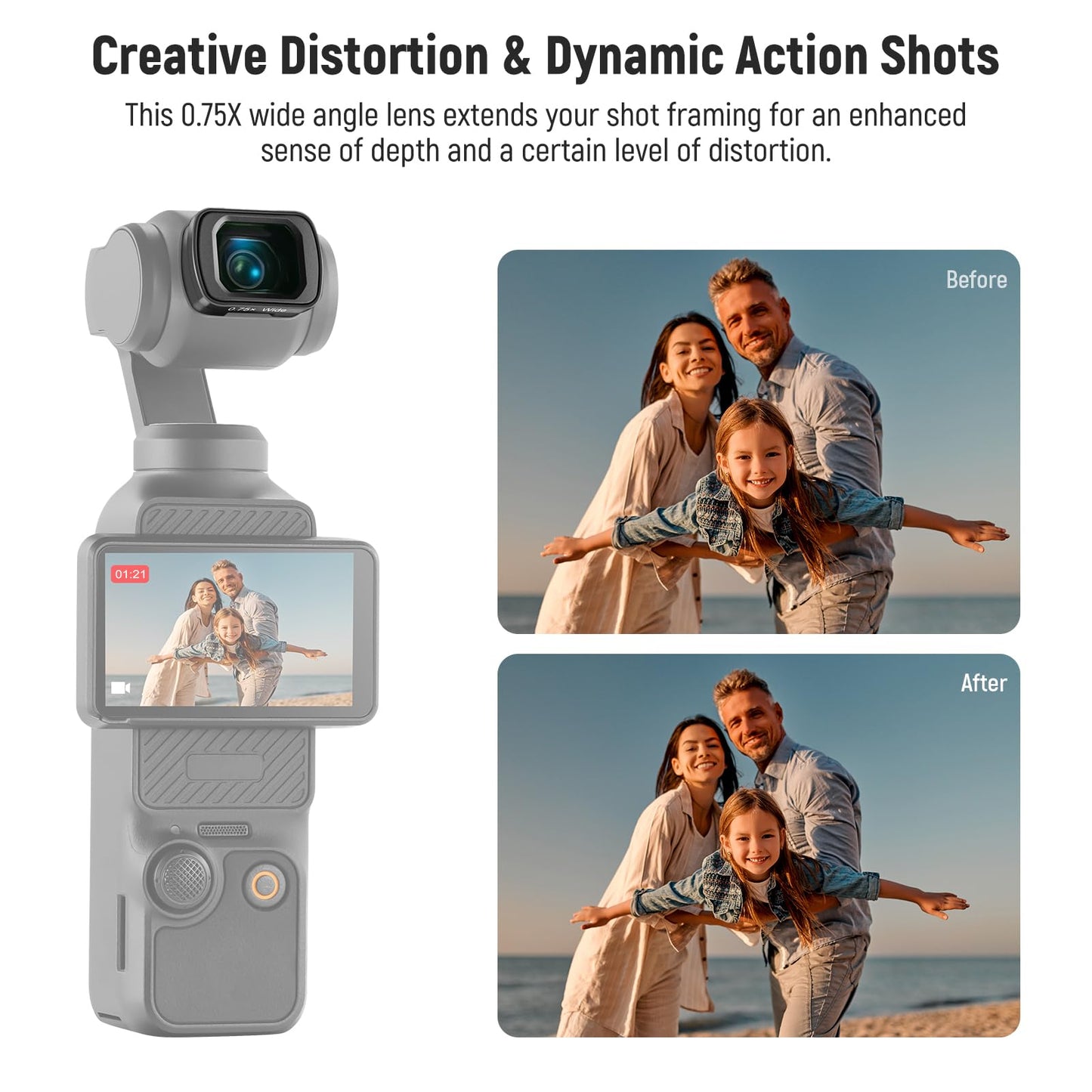 NEEWER ND/PL Filter Set (4 Pack) & 0.75X Wide Angle Lens Compatible with DJI Osmo Pocket 3 Creator Combo Accessories, ND8/PL ND16/PL ND32/PL ND64/PL