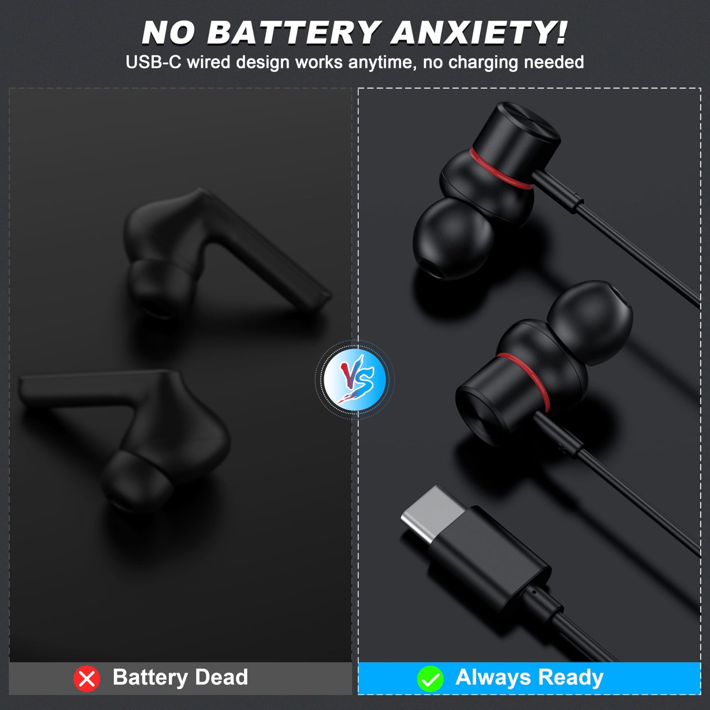 USB C Wired Headphones,【Active Noise Cancelling & One-Click ANC Toggle Button】Ear buds for iPhone 17 16 15 Pro Max USBC Earphones,Hi-Res Sound Type C…