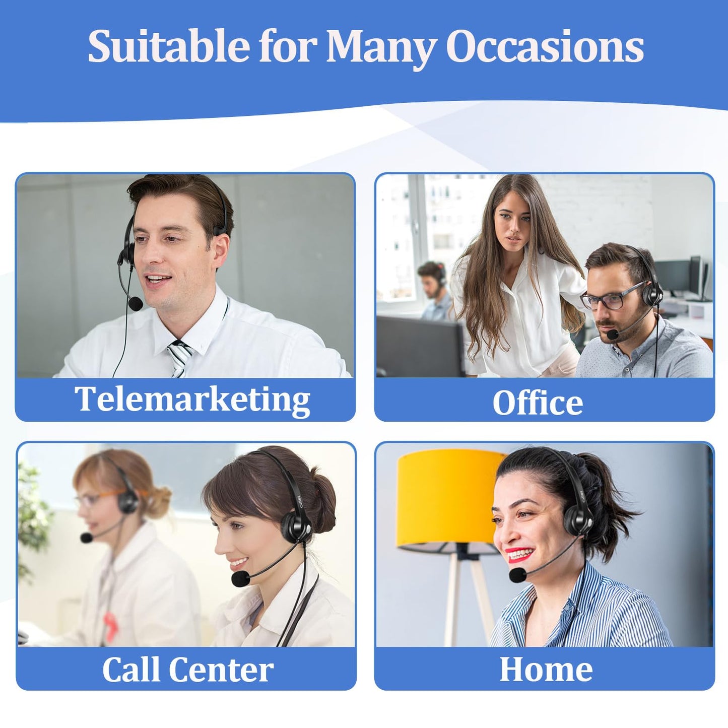 Callez Wired Telephone Headset Mono, Call Center RJ9 Phone Headset with Noise Canceling Mic Compatible with ShoreTel 480 Plantronics T10 Polycom
