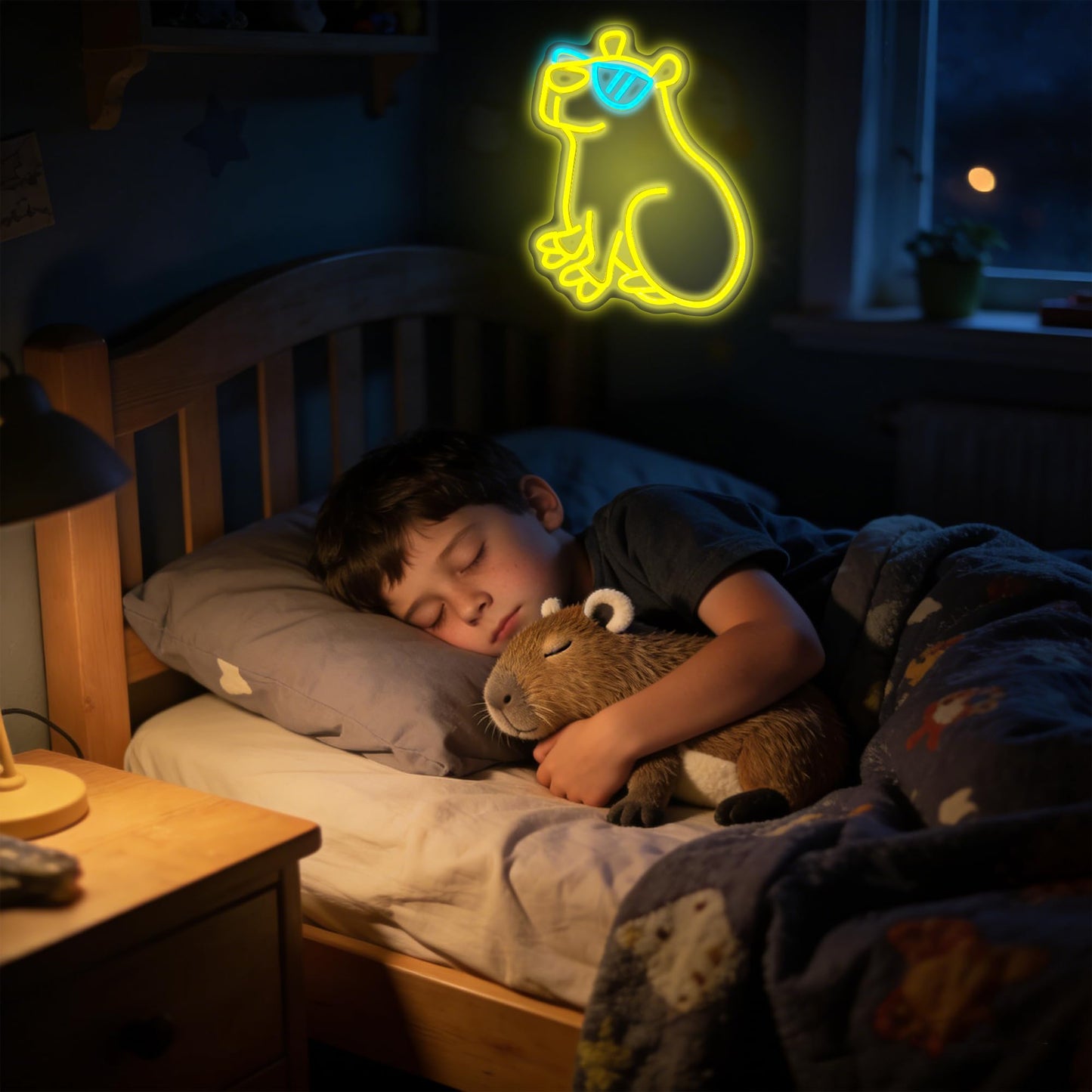 Capybara Neon Sign, Cute Dimmable Led Neon Night Lights Up Animal Capybara Decor for Bedroom Living Room Man Cave Home Bar Wall Decoration, Birthday