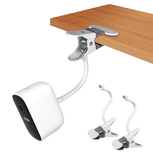 OkeMeeo Adjustable Camera Clip Mount for eufyCam 2C/Arlo Pro 5S/Pro 4/Pro 3/Essential and More 1/4'' Threaded Cameras (No Drill, White, 2 Pack)
