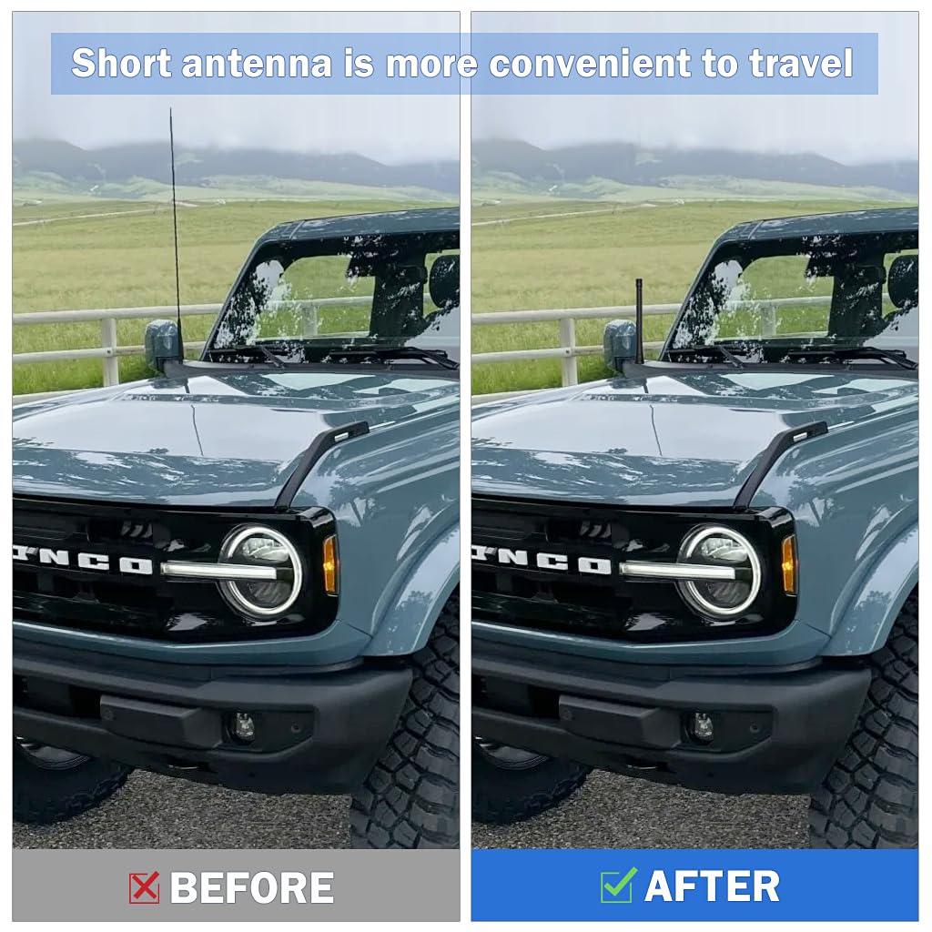 PYGHAP Stylish Short Antenna Compatible with Jeep Wrangler TJ JK JKU JL JLU & Jeep Gladiator JT All Models, 6" Short Radio AM FM Antenna, Car Wash