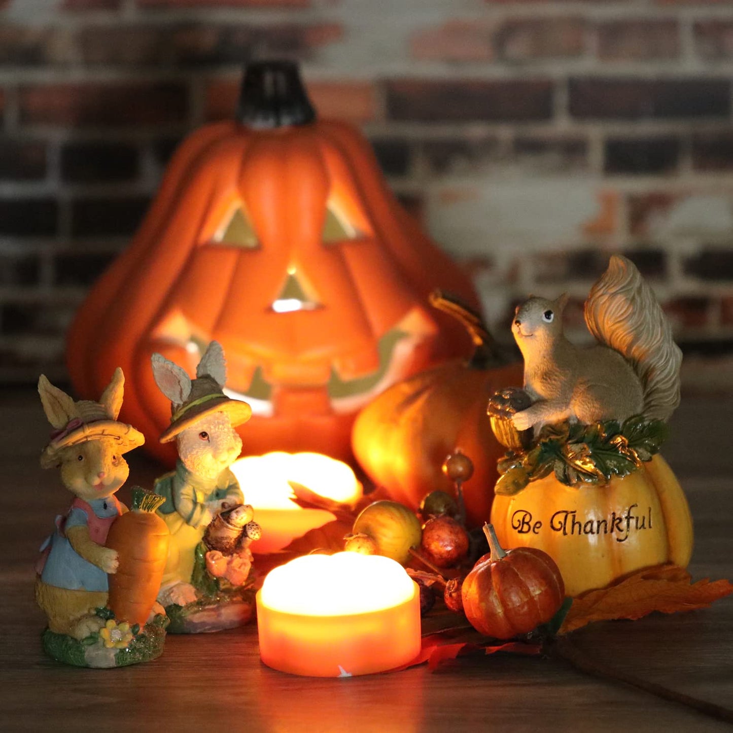 OWLBAY 4 PCS LED Pumpkin Lights with Remote Control and Timers, Bright Jack O’ Lantern Lights Battery Operated Flickering Flameless Candles