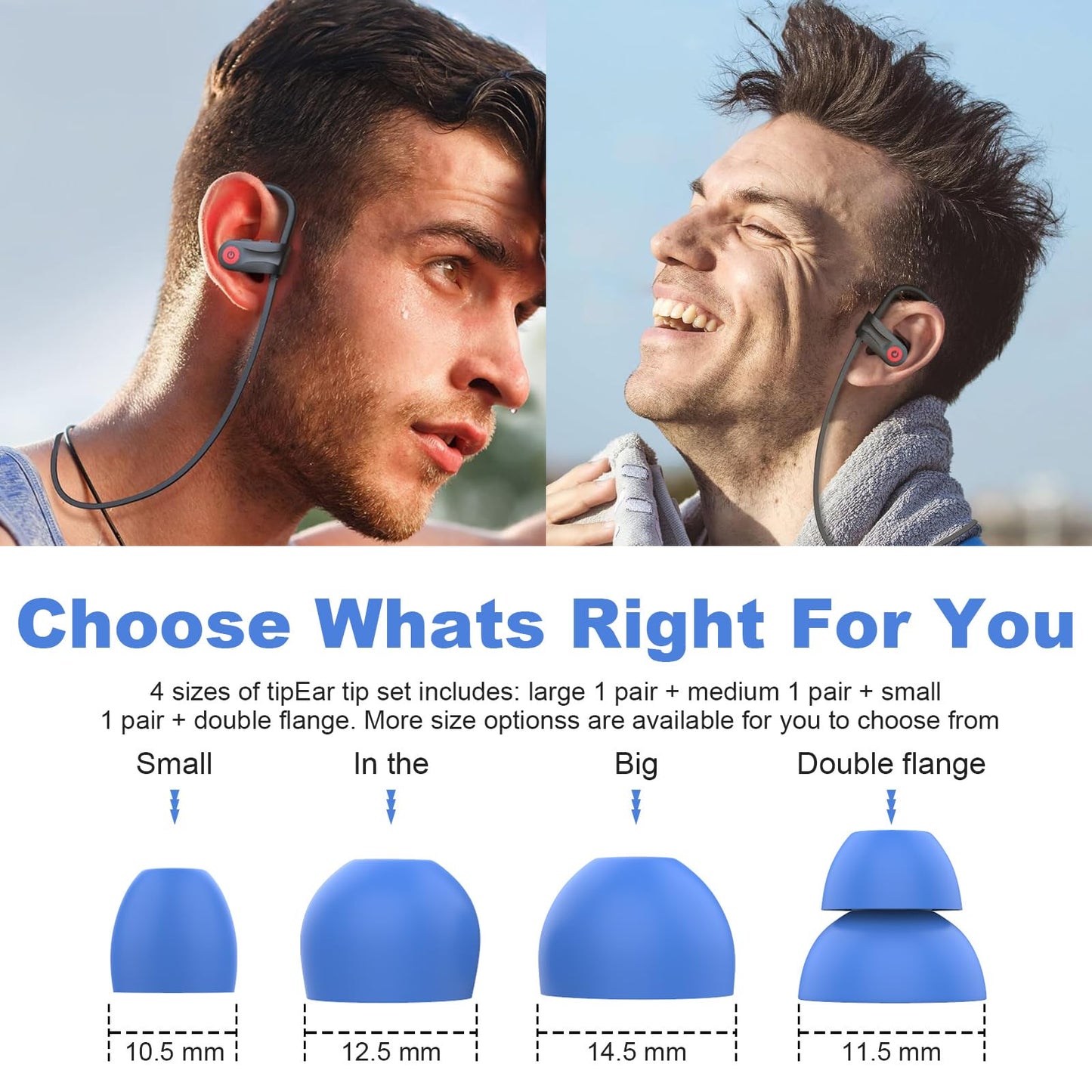 Replacement Eartips Silicone Earbuds Buds Set Compatible with Beats Powerbeat 2 Powerbeat 3 Stereo Wireless Headphones (4 Pair, Blue)