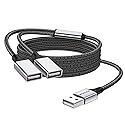 MOGOOD Dual USB 2.0 Power Cord Extension - USB A Splitter for Laptop/Mac/Car