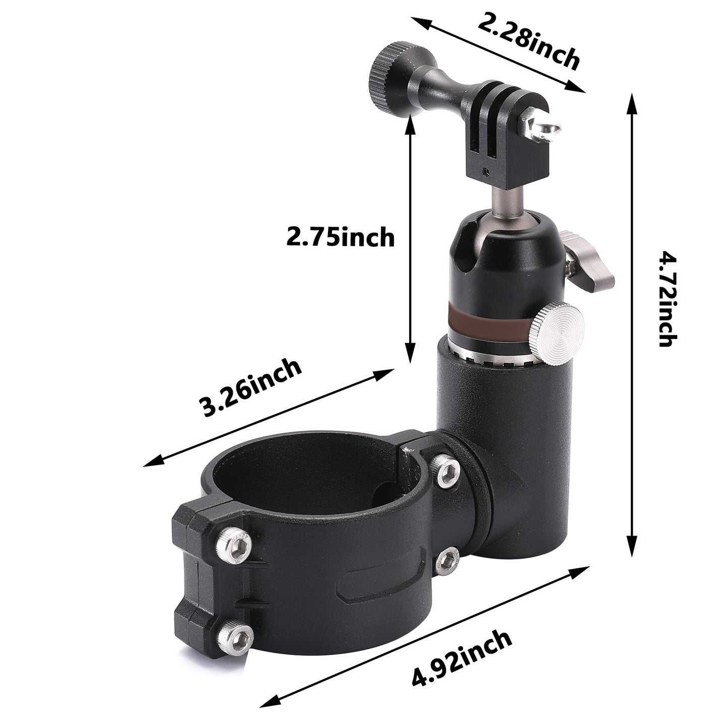 BESTAOO UTV ATV Camera Mount Compatible with GoPro for 1.75"-2" Roll Bar, Aluminum 360° Rotation Action Camera Holder for All GoPro Models, Such as