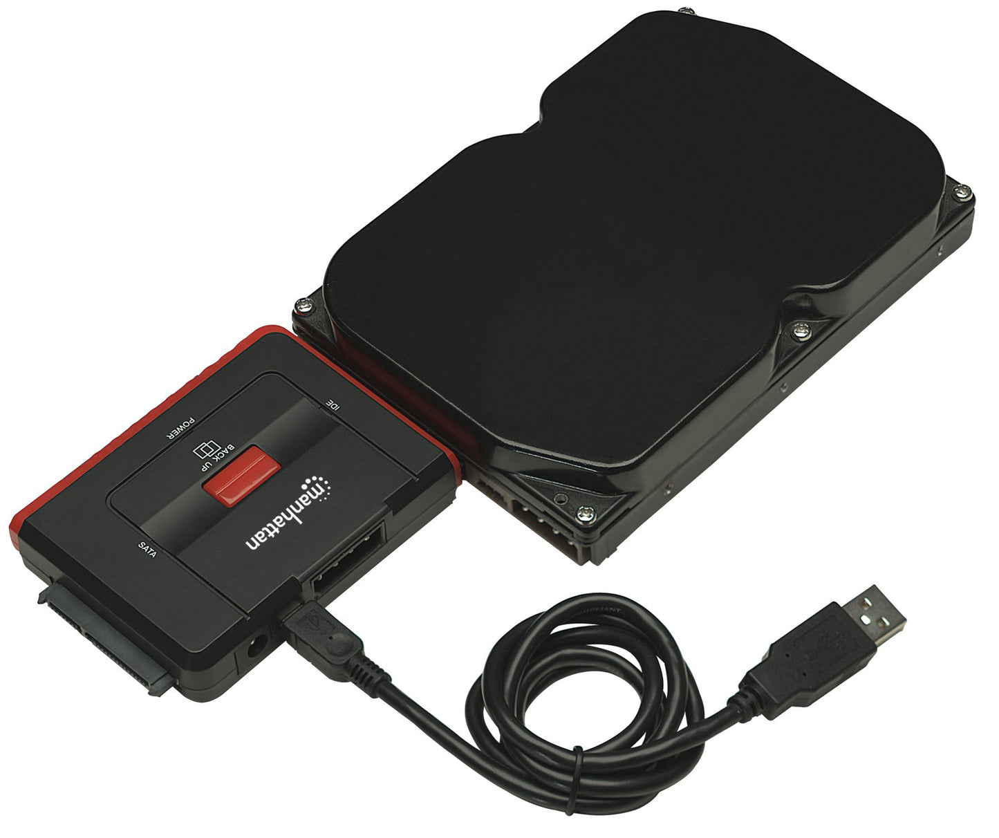 Manhattan SATA / IDE to USB 2.0 Hard Drive Adapter Cable - with One-Touch Storage Backup - External Converter for SSD / HDD Data Transfer, Supports