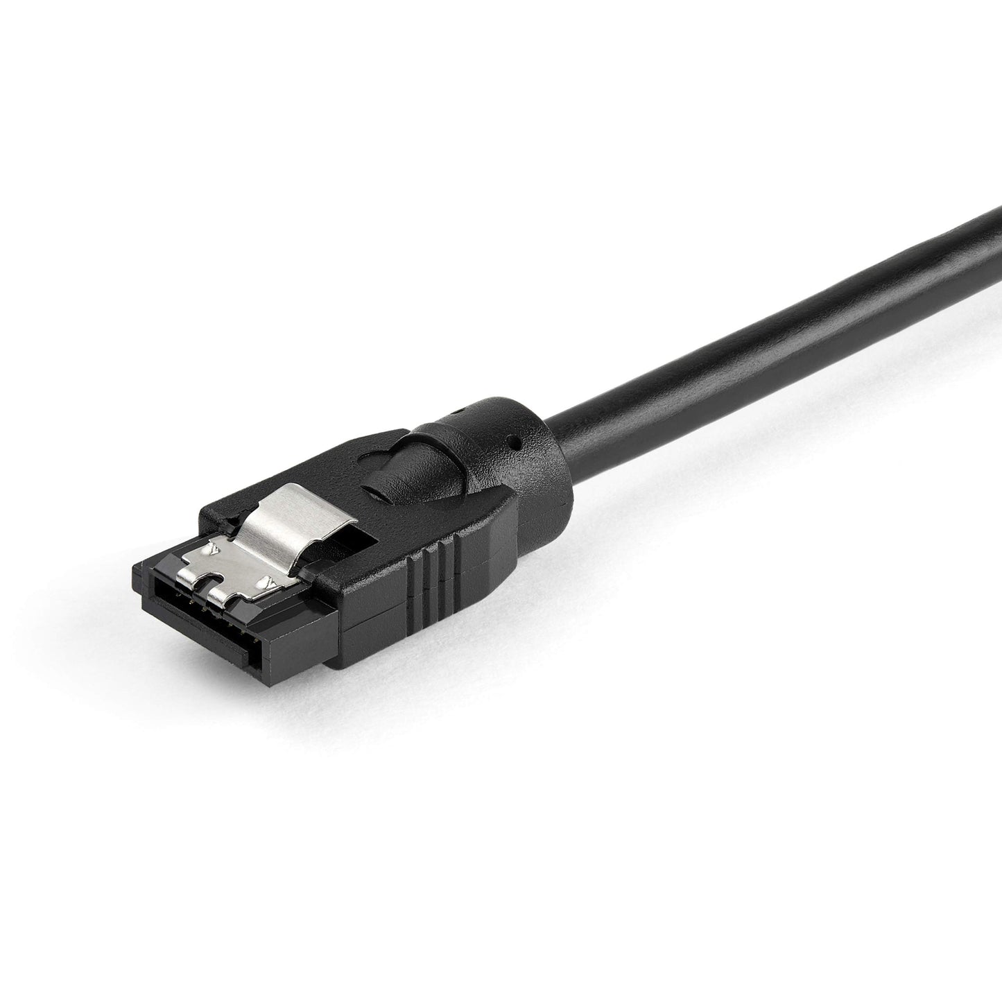 StarTech.com 12 Inch (30cm) Round SATA Cable - Latching Connectors - 6Gbs SATA Data Cord - SATA Hard Drive Power Cable - Black (SATRD30CM)