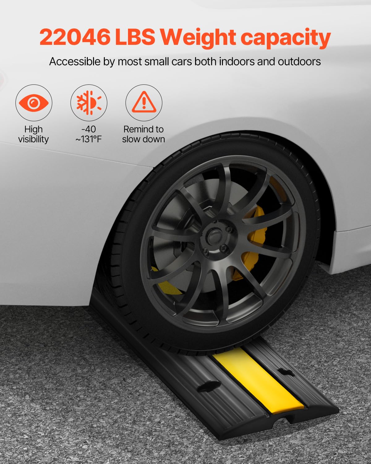 VEVOR 4 Pack of 1-Channel Rubber Cable Protector Ramps Heavy Duty 18000Lbs Load Capacity Cable Wire Cord Cover Ramp Speed Bump Driveway Hose Cable