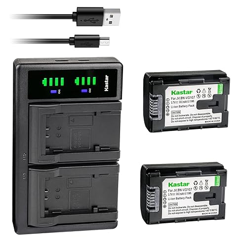 Kastar 2-Pack BN-VG107 Battery and LTD2 USB Charger Replacement for JVC BN-VG107 BN-VG107AC BN-VG107E BN-VG107EU BN-VG107U BN-VG107US BN-VG107USM
