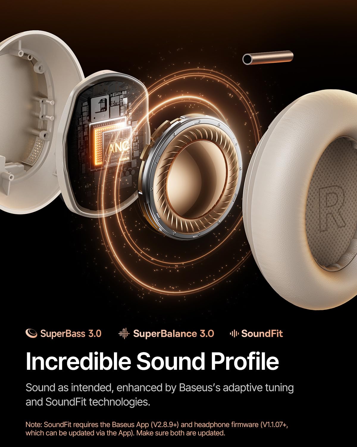 Baseus Inspire XH1 Adaptive Active Noise Cancelling Headphones, Sound by Bose, Dolby Audio, Premium Real-Time Adaptive ANC, Adaptive Rich Sound…