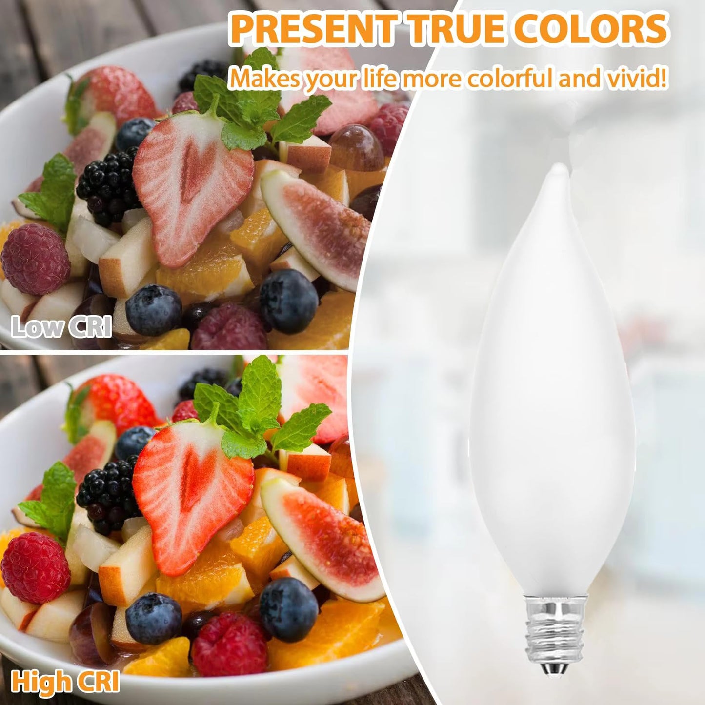 MMBGJKG Frosted Flame Tip Chandelier Light Bulb?e12 Candelabra Bulb 40 watt, 40W E12 Candelabra Base,Candle Light Bulbs for Chandeliers, Ceiling Fan