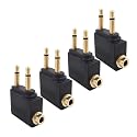 Valefod 4-Pack Airline Airplane Flight Adapters for Headphones, Golden Plated 3.5mm Jack