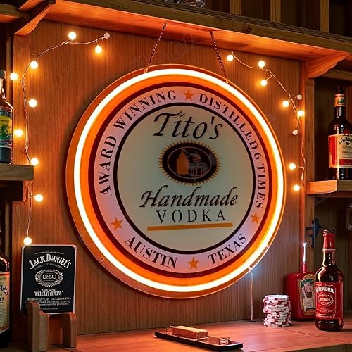 Queen Sense 16"x16" Handmade Vodka LED Neon Sign for Man Cave USB Powered Dimmable LED Signs Light BH1351