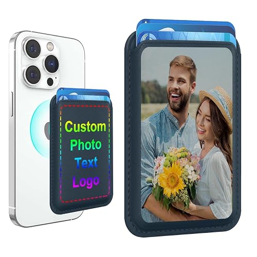 Yakify Custom Magnetic Wallet Card Holder for iPhone 17/16/15/14/13/12 Series with Photos Texts Personalized Slim RFID Leather Phone Wallet Customized