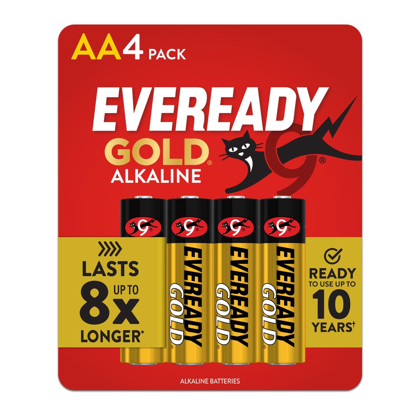 Eveready Gold Alkaline Batteries AA, 4-Count