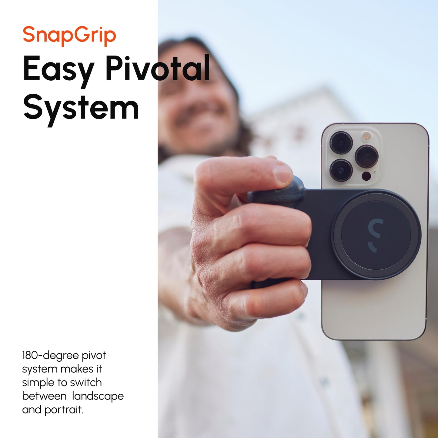 ShiftCam SnapGrip Essential - Magnetic Phone Camera Grip with Wireless Shutter Button & Tabletop Dock - Compatible with iPhone & Android - Midnight