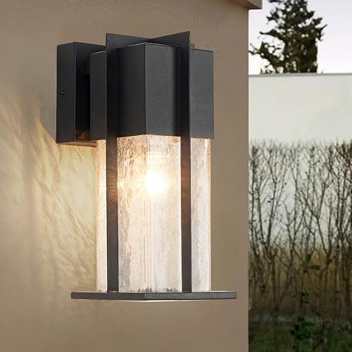 ZEGOLAER Outdoor Wall Light Fixtures with Crack-Like Glass Shade, Modern Outdoor Wall Sconce Exterior Light Fixture IP65 Waterproof, Front Porch Light