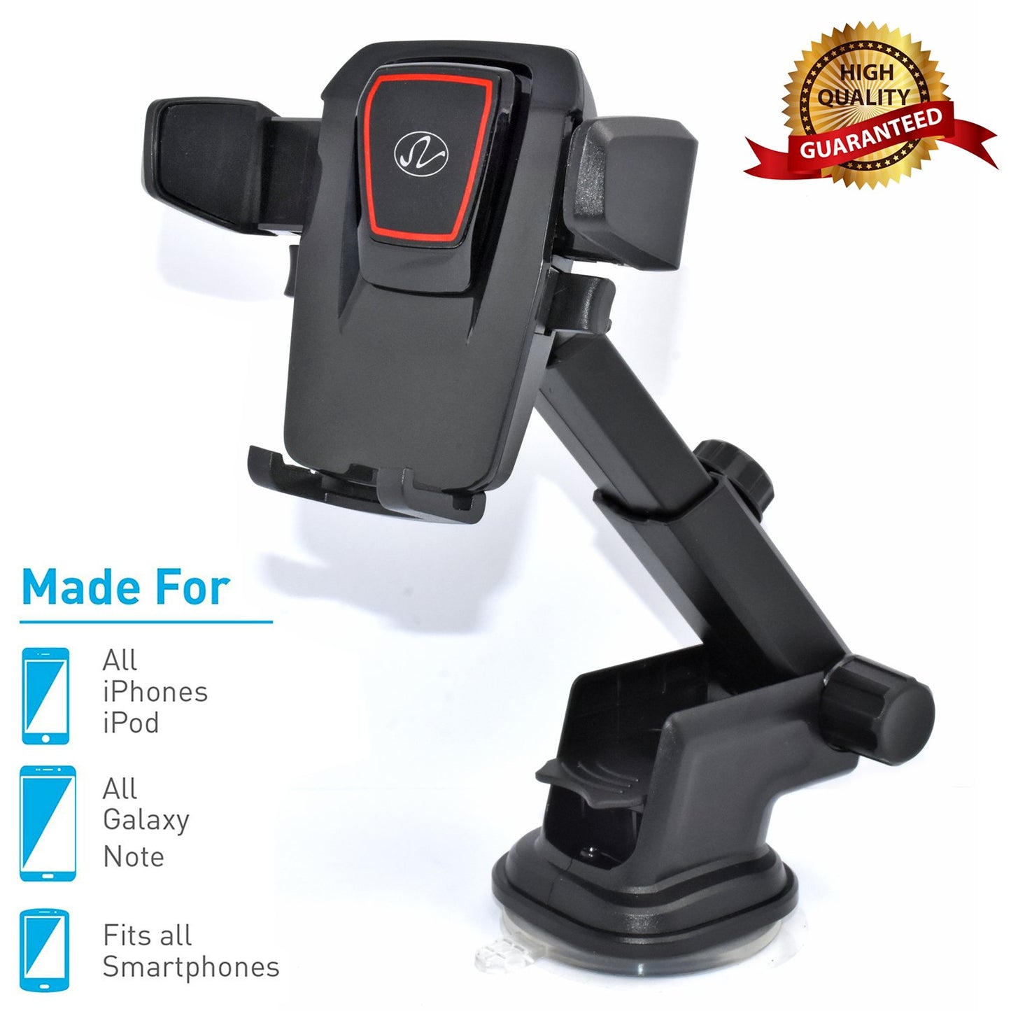 NEM Universal Car Phone Mount Holder - Adjustable Cradle for Windshield & Dashboard, Anti-Slip Base, Compatible with iPhone, Samsung Galaxy, Android