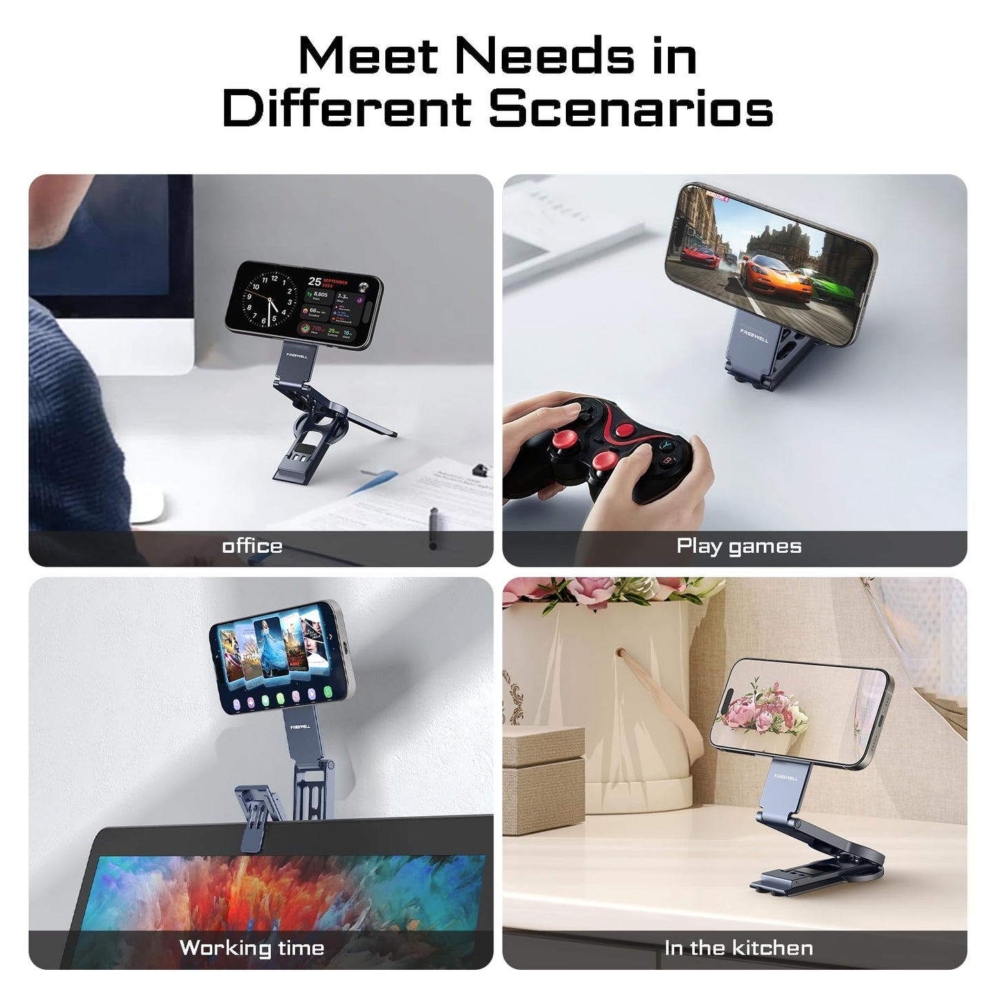 Freewell Magnetic Foldable Phone Tripod Stand Selfie Stick for iPhone & Samsung - Arca-Compatible & Rig Angle Adjustment & MagSafe Compatible