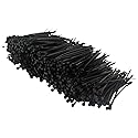 Pro Tie Ultra Light Duty, Self-Locking Nylon Cable Wire Ties for Indoor and Outdoor Use | 4-Inch, 18 lbs. Tensile Strength, UV Black Nylon, 100-Pack