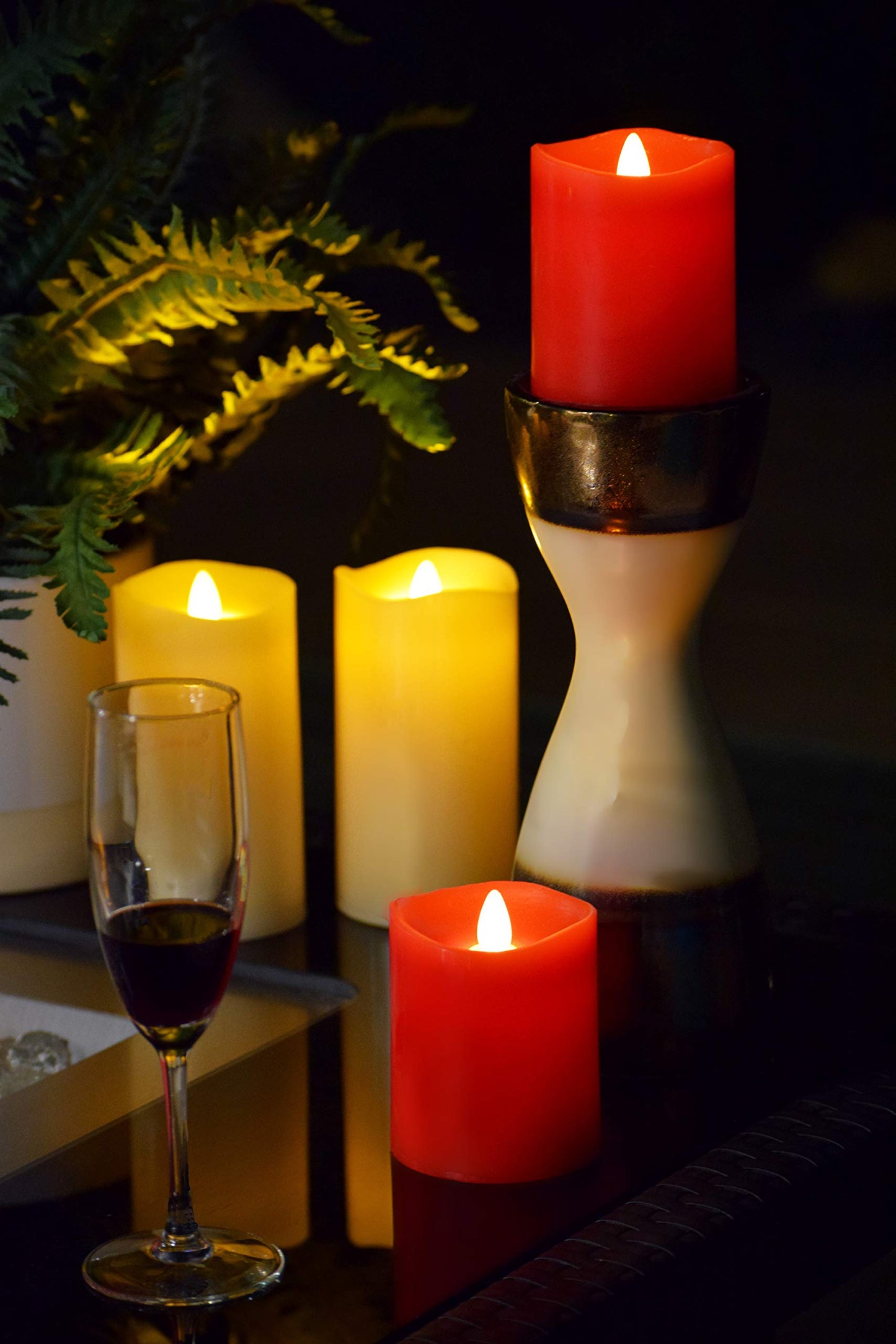 HoogaLife Flameless Candles Flickering Flame Effect (D 3.5" x H 4") Ivory Auto-Moving Wick, LED Pillar Candles Real Wax with Timer and Battery