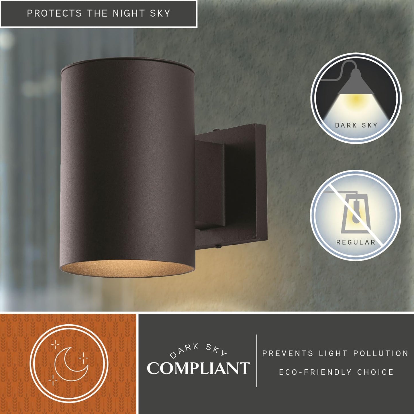 VAXCEL Chiasso Modern Outdoor Porch Light, 5" W x 7.25" H Black Cylinder Wall Sconce, Waterproof Dark Sky Wall Light for Porch, Patio, Deck, or Front