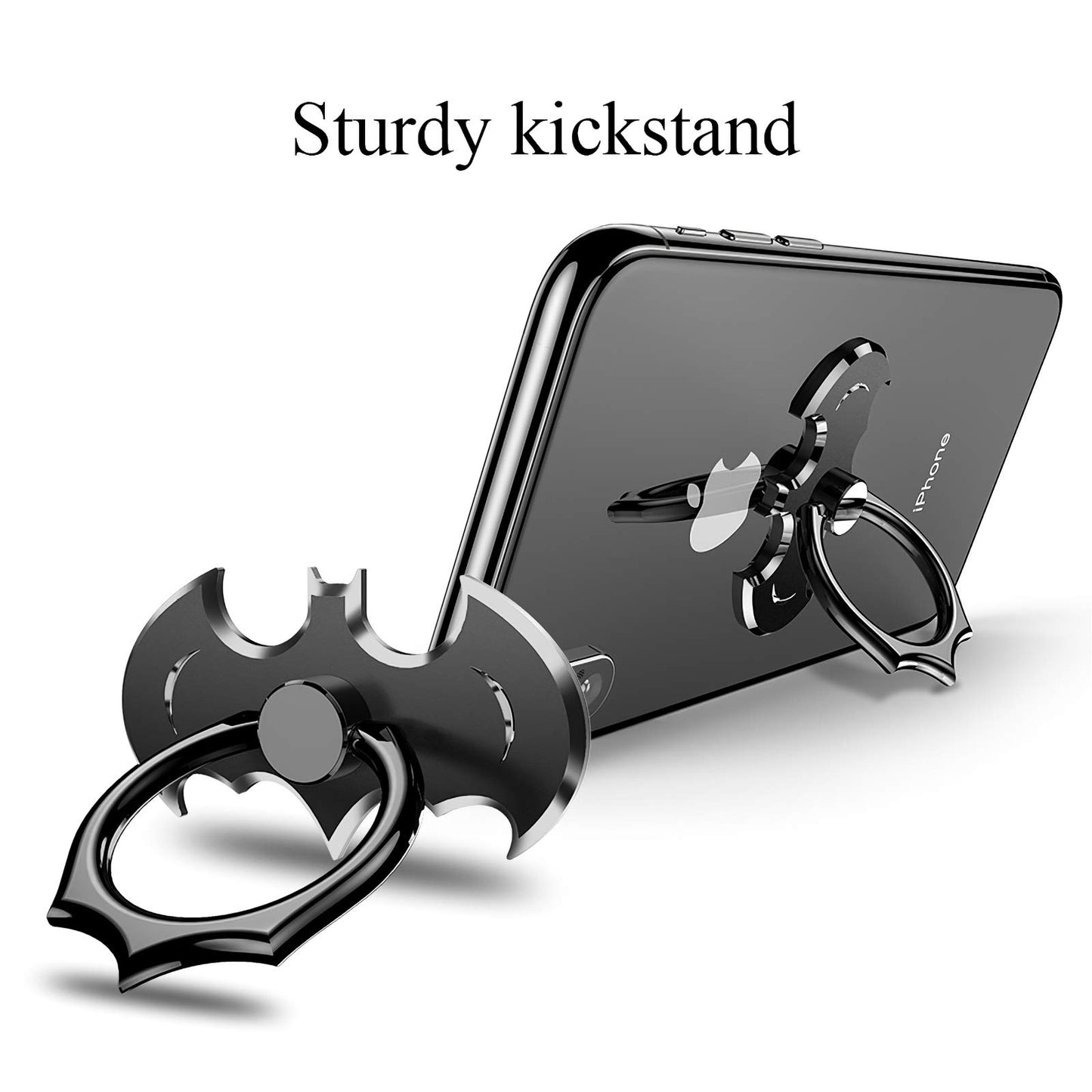 Bat Phone Ring Stand Holder - OATSBASF Cell Phone Ring Holder Finger Grip 360 Degree Rotation Compatible with iPhone 17/16/15/14/13 Pro Max and Other