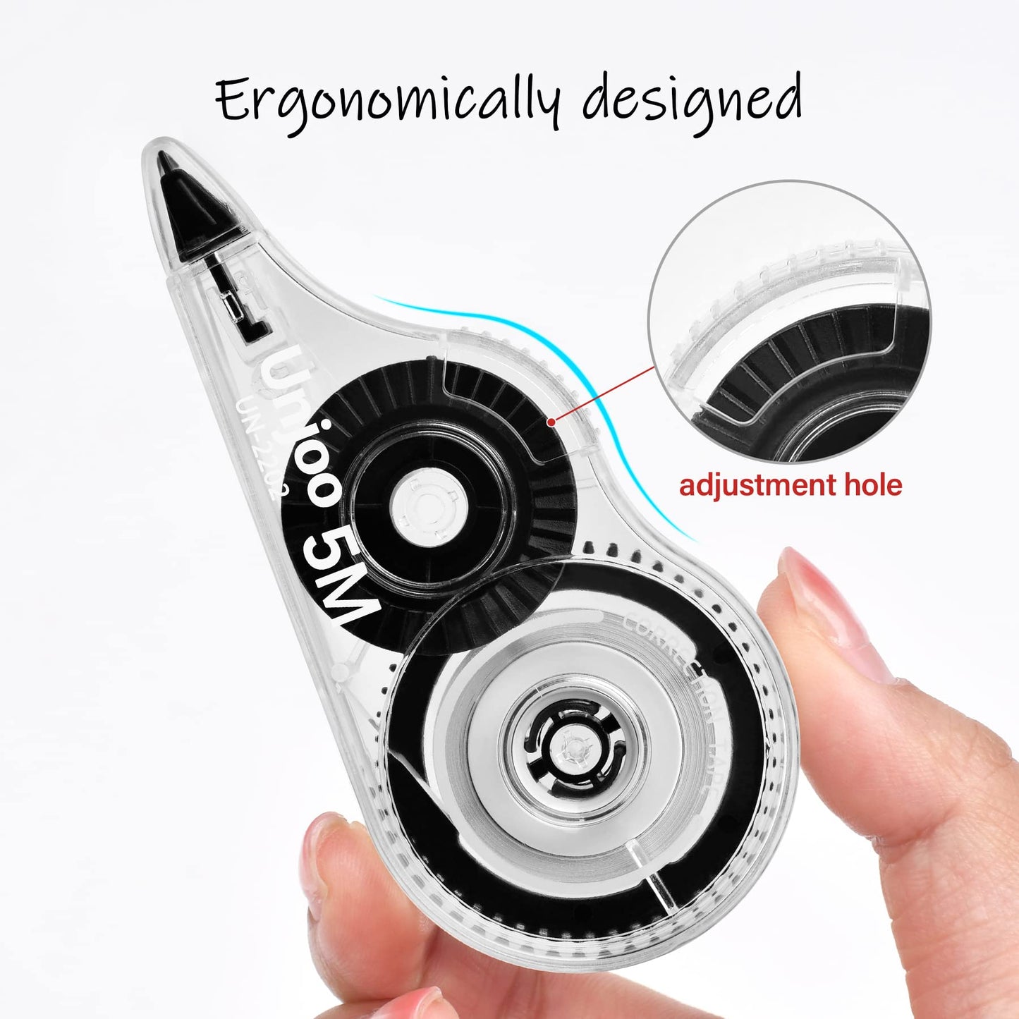 Unjoo White Correction Tape, Easy To Use Applicator for Instant Corrections Wrong Writing At Any Time, For school, Office (12pack, 5M/196" x 0.2"