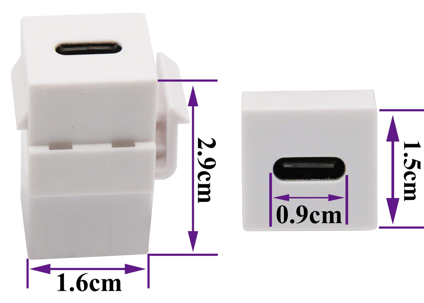 AAOTOKK USB C Keystone Jack Adapter USB 3.1 Type-C Female to Female Keystone Insert Socket Coupler Adapter for Wall Plate Outlet Panel (White/2 Pack)