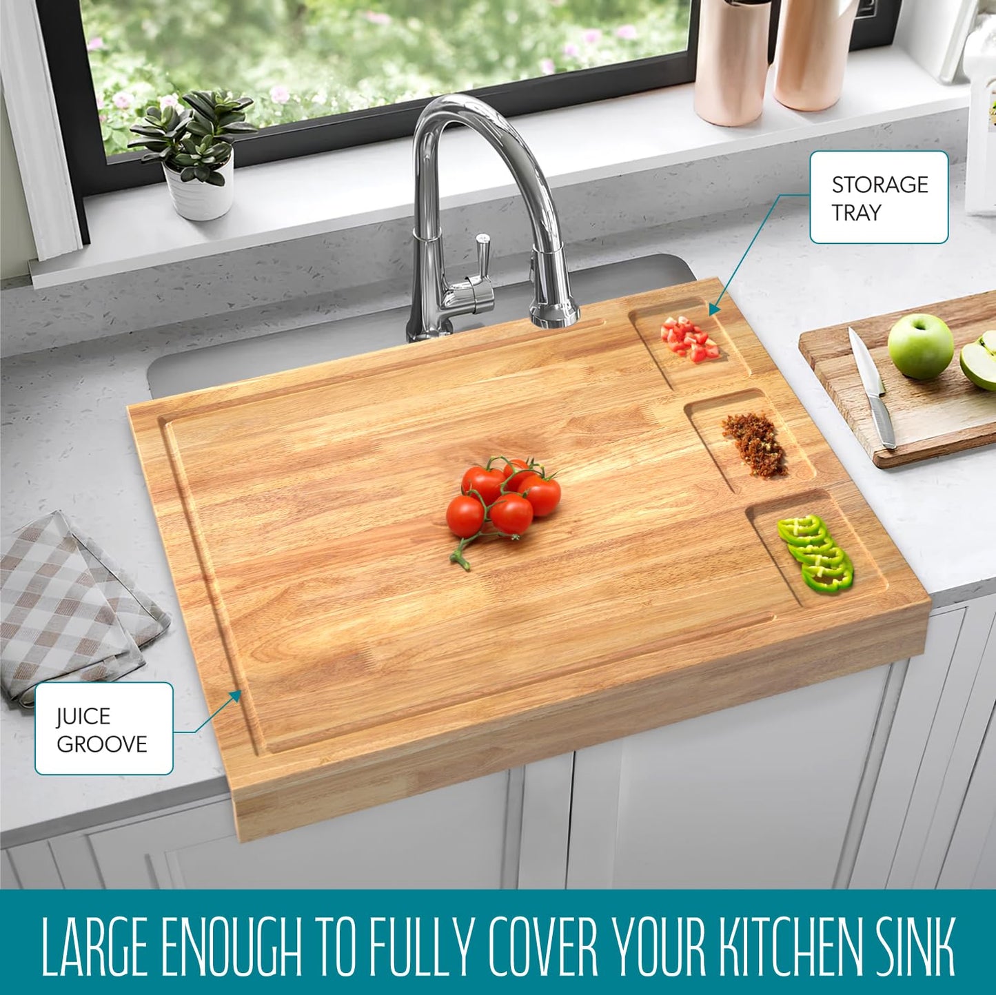 32x23.5inches Extra Large Solid Wooden Cutting Board and Stovetop Cover, 2 in 1 Stove Top Cover Chopping Board with Detachable Legs and Juice Groove…