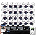 GW Security 32 Channel 12MP NVR 4K PoE Security Camera System with 24 x 4K 8MP IP Microphone 135° Wide Angle Outdoor Smart AI Turret Camera, Face