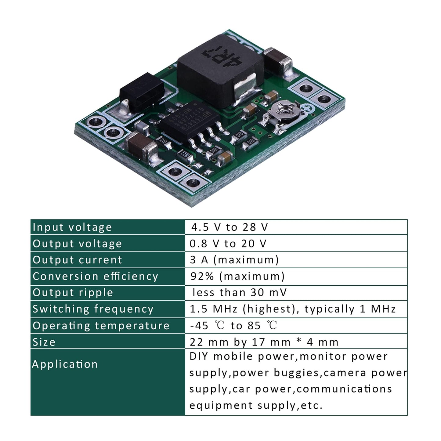 EBOOT Mini MP1584EN DC-DC Buck Converter Adjustable Power Module 24V to 12V 9V 5V 3V(6 Pack)