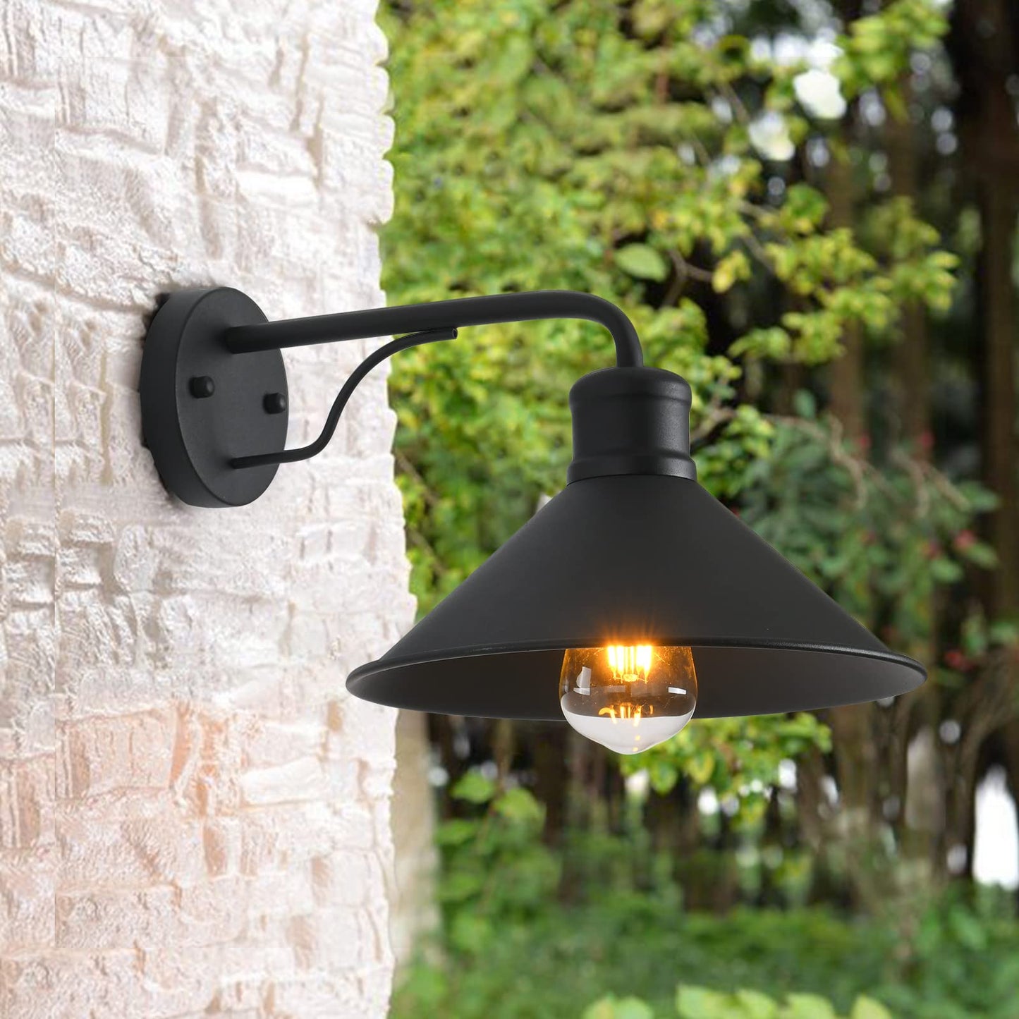 VICTOGATE 2 Pack Outdoor Wall Lights Wall Mount for House, Porch Light Fixtures, Matte Black Modern Farmhouse Wall Sconce, Classic Barn Lights Outdoor