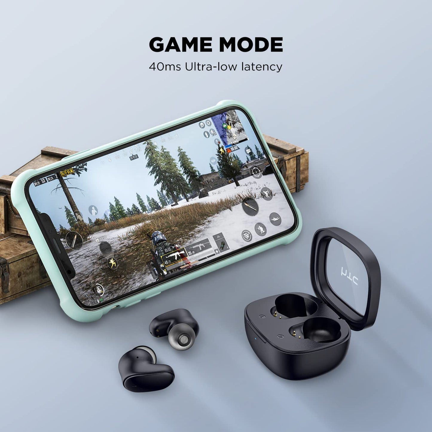 HTC True Wireless Earbuds 9 Bluetooth 5.1 with USB-C Charging Case, 32-Hour Playtime, Built-in Microphone with ENC, Touch Control Wireless Earbuds…