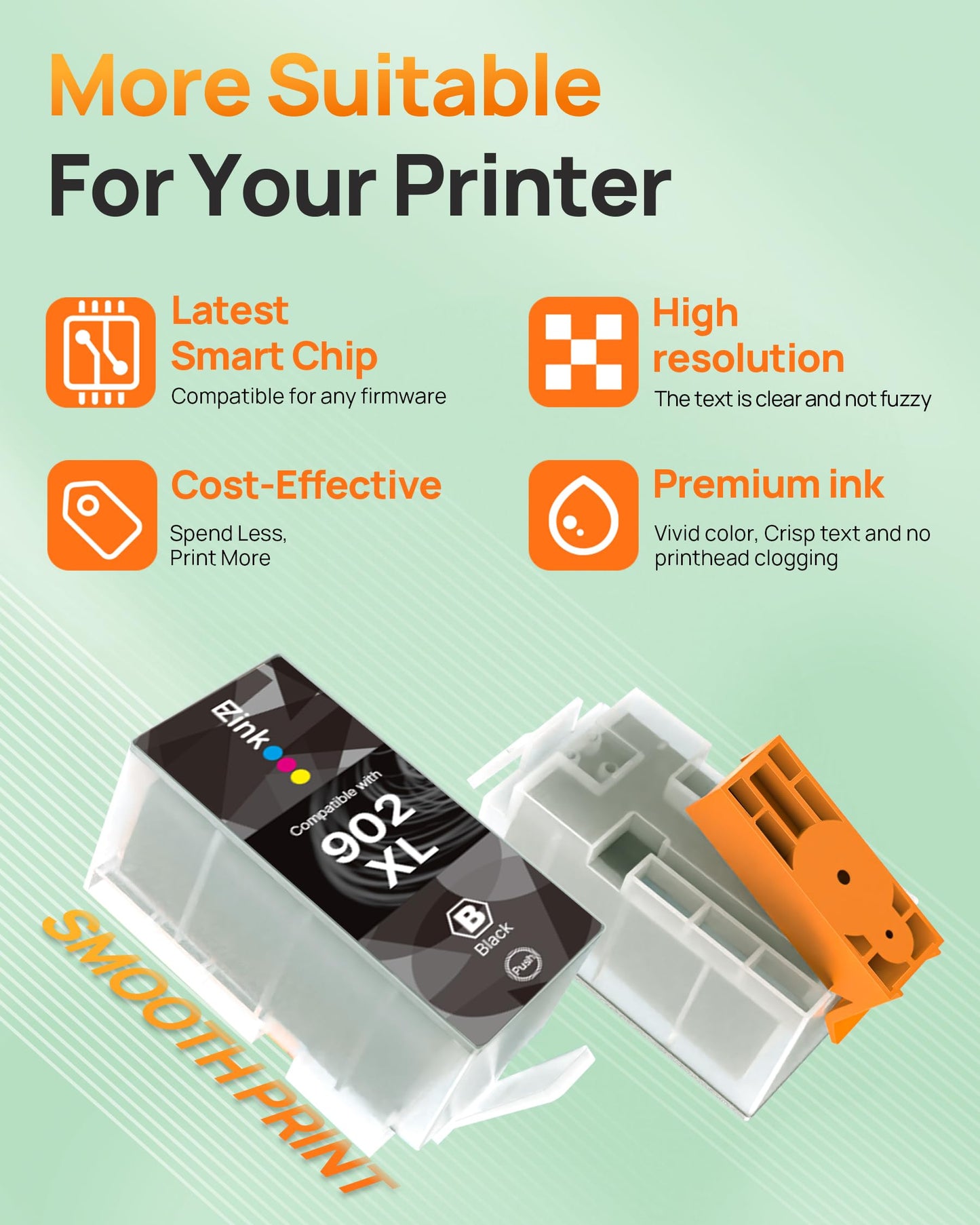 E-Z Ink Compatible 902 902XL Ink Cartridges for HP Printers Replacement for HP 902XL Ink Cartridges Combo Pack 4 Pack for Officejet Pro 6978 6968 6960