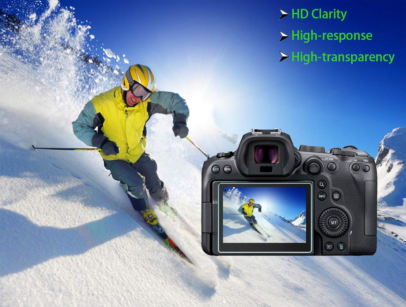 HUIPUXIANG Canon 6D Screen Protector for Canon EOS 6D Mark II Camera(for accessories) with Hot Shoe Cover Tempered Glass Film 0.3mm 9H Hardness, [3 +1