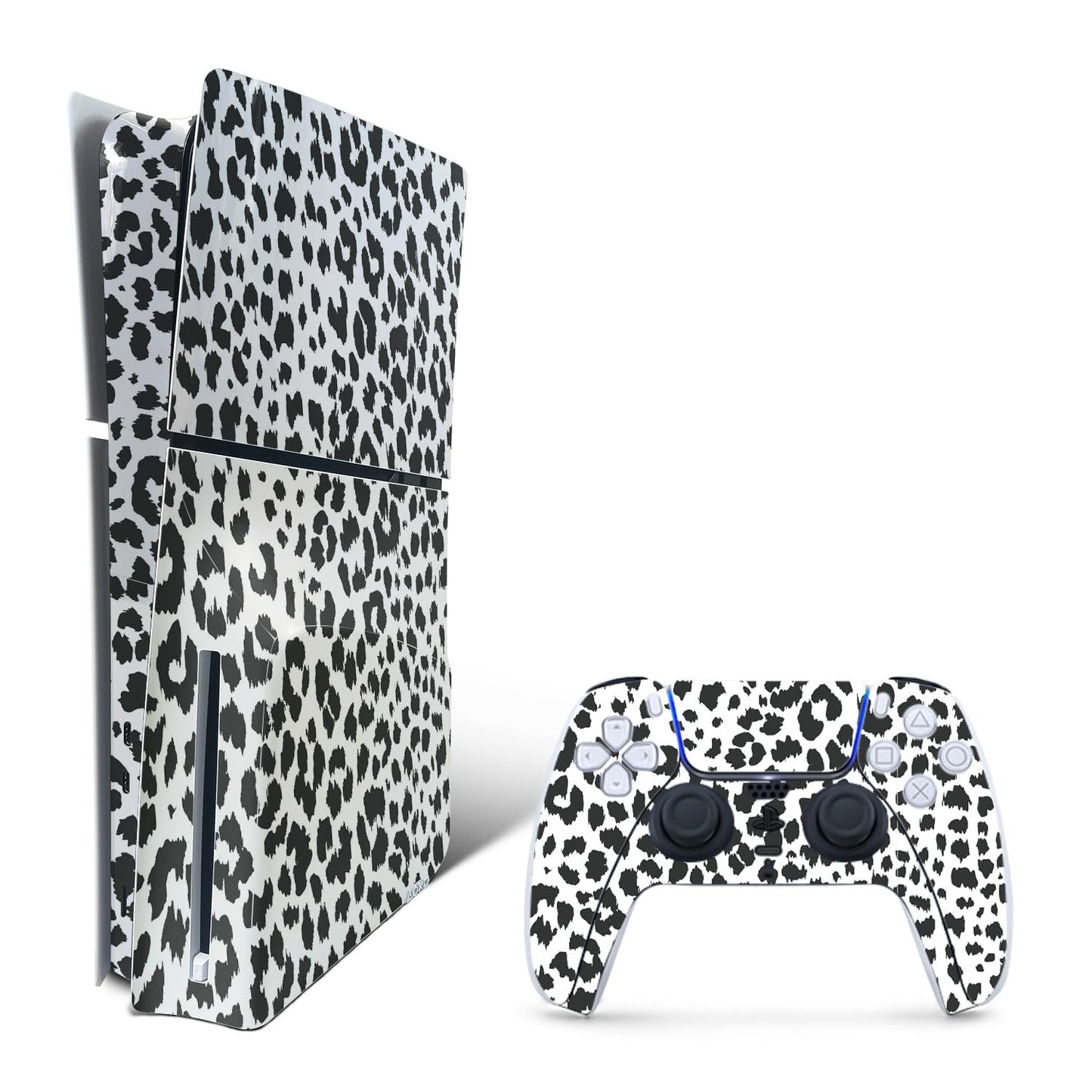 MightySkins Skin Compatible with PlayStation 5 Slim Disk Edition Bundle - Snow Leopard Print | Protective, Durable, and Unique Vinyl Decal wrap Cover