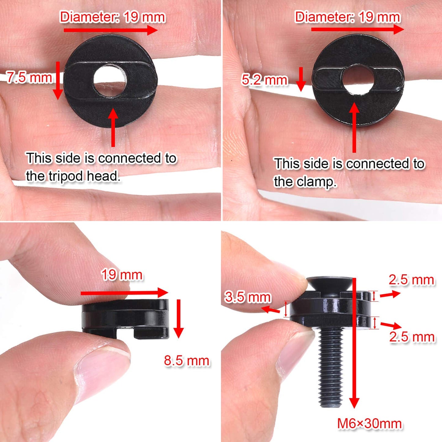 Camera Arca-Swiss Quick Release Clamp Converter Screw Adapter Compatible for Tripod Head of Gitzo 82TDQ / 82DQ Series, Manfrotto MH490 / 492/494