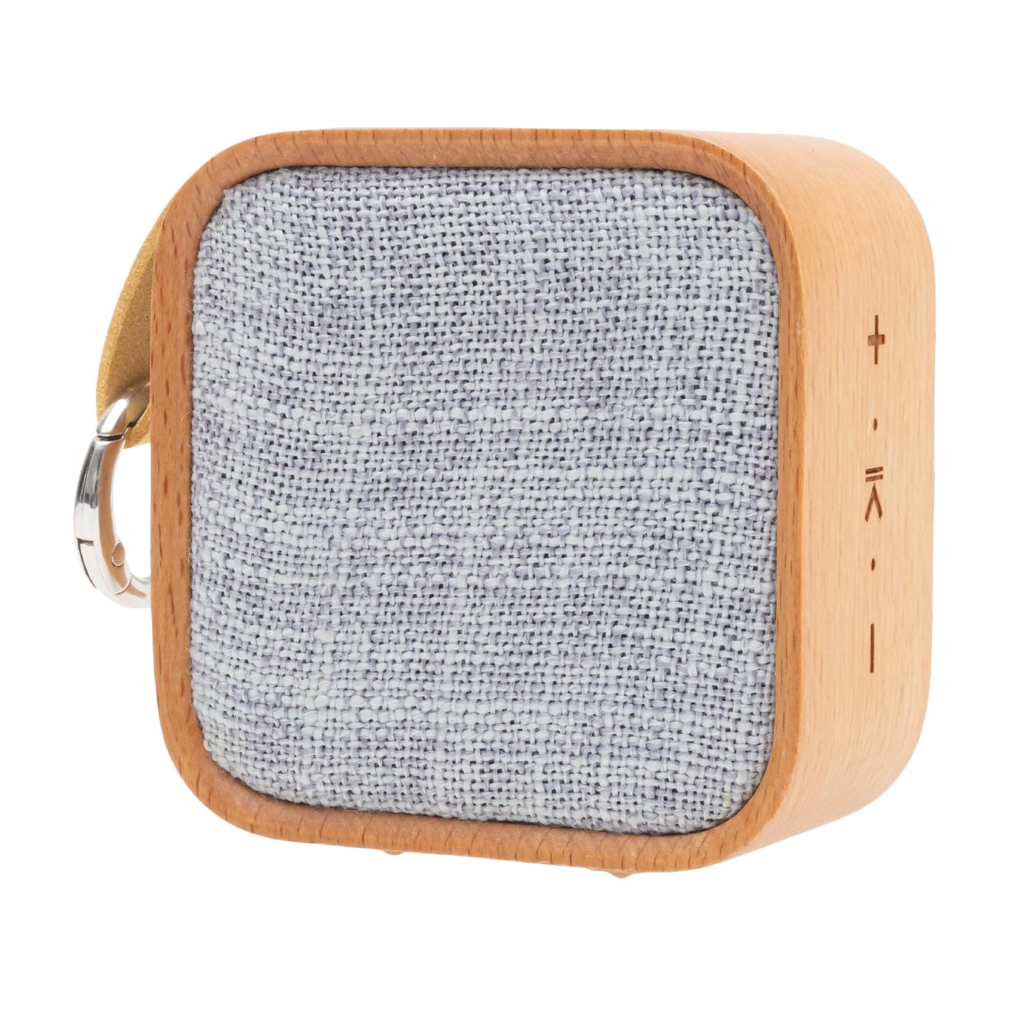 xo poppy ClipBeat Mini Wireless Speaker, Bluetooth Wood Finish, Type-C Rechargeable, Touch Control, Portable with Carabiner Clip