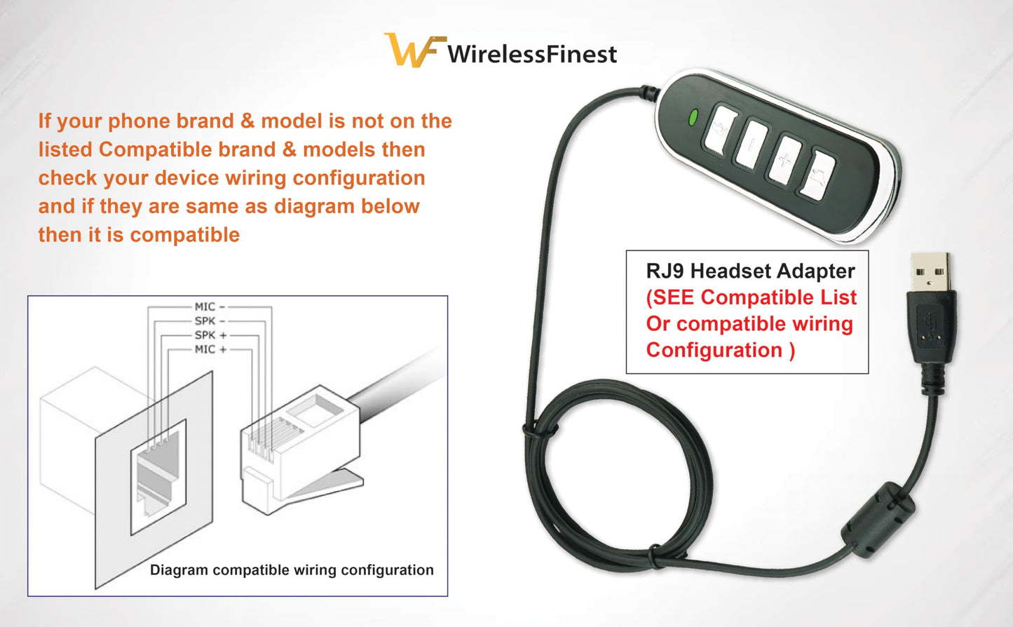 Adapter RJ9 Headset Desk Phone Connect To Coputer PC Laptop Mac Tablet Window Sofphones Devices Compatible With Plantronic Jabra Sennheiser Wireless