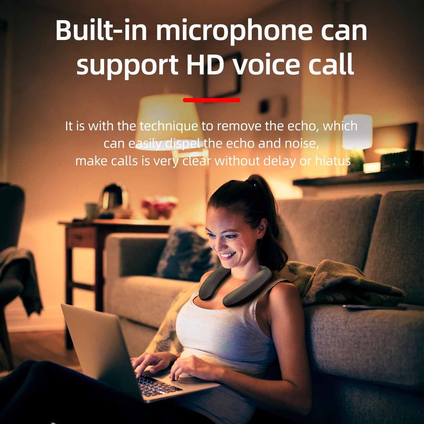 VANPEUSO Neckband Bluetooth Speakers Built-in Mic /12H Playtime/Type-C, AUX Input,TFCard Slot, Wireless Wearable Neck Speaker Calls Your Private Space