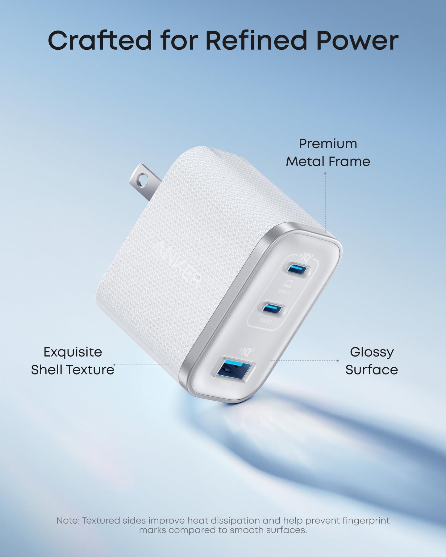Anker Nano USB C Charger, Ultra-Fast 70W Output 3-Port Fast Charger USB C, Type C Charger Fast Charging, Compact and Stylish, for iPhone 17/16 Series