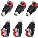 Sopepoyie RCA Female Connector Adapter Speaker Wire to RCA Adapter Converter Speaker Phono RCA Male Jack Plug Adaptor for CCTV 6Pcs
